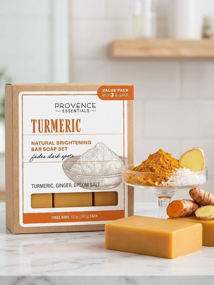 Provence Essentials Turmeric OR Kojic Acid + Turmeric Bar Soap Set – 3 Bar/Pack