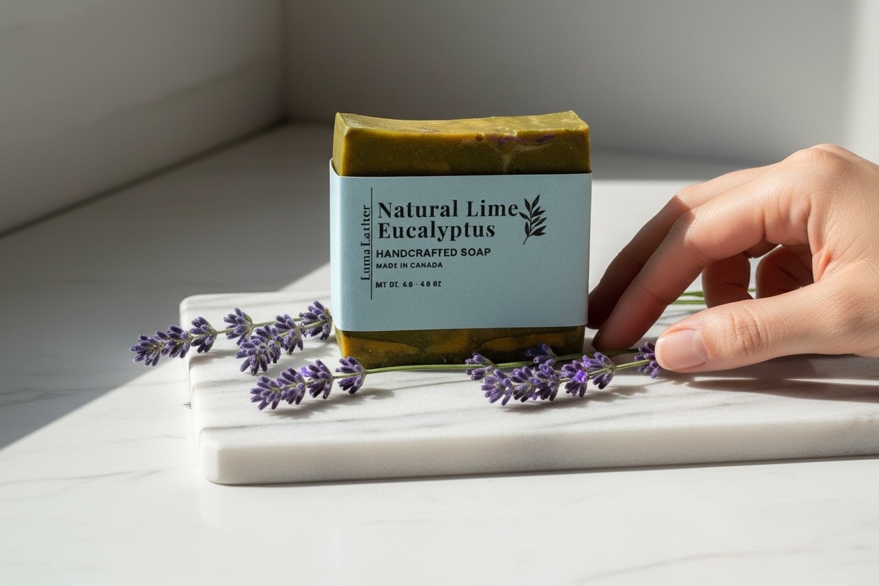 LumaLather Lime & Eucalyptus Mint Handmade Soap – Refreshing Artisan Bath Bar
