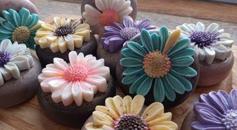 Sandalwood Rose Goat Milk Soap Bar | Decorative Daisy Facial Bar | Gift for Mom