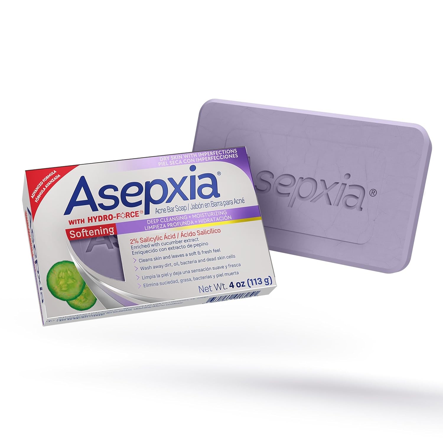 Asepxia Acne Treatment Softening Bar Soap | 2% Salicylic Acid Cleanser, 4 oz