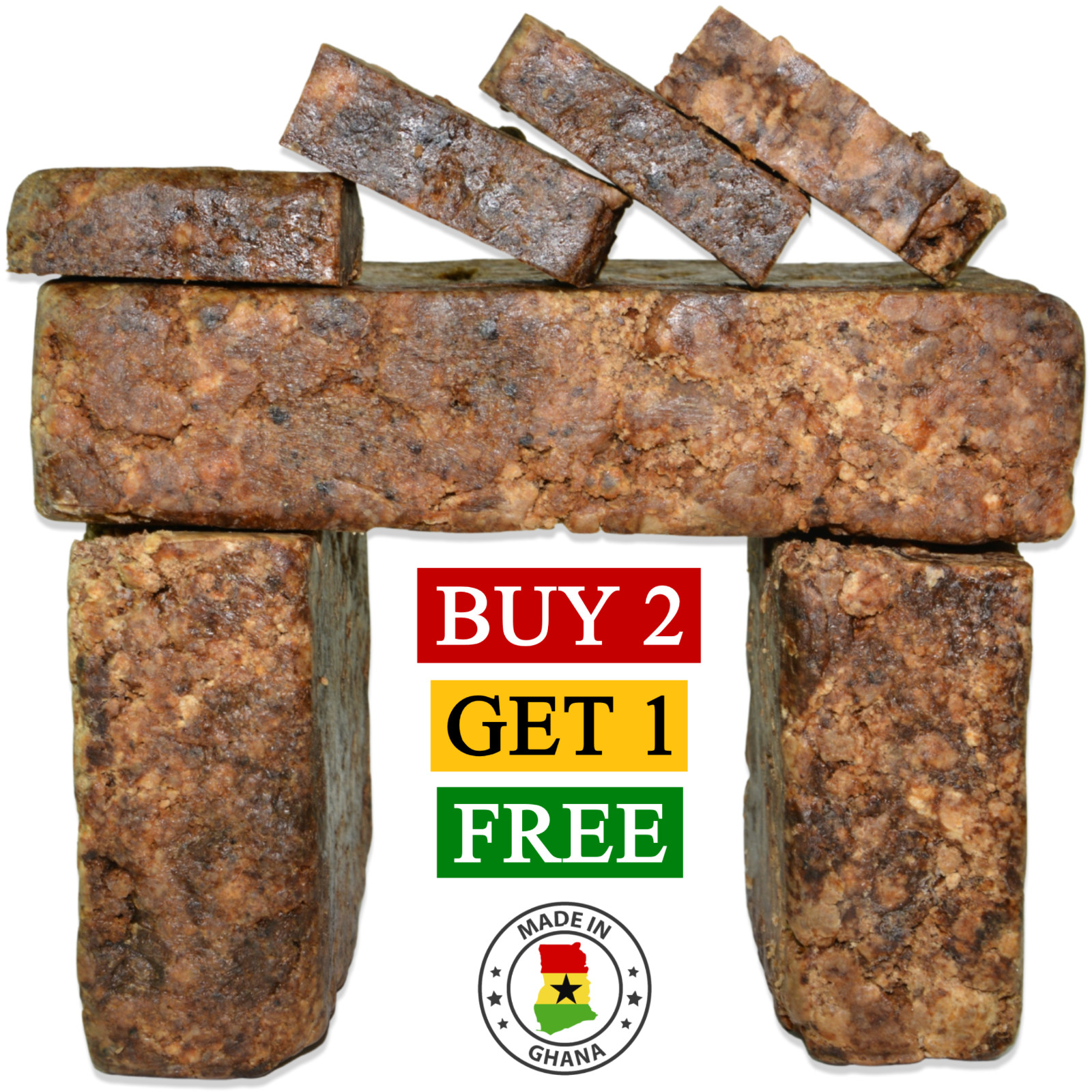 African Black Soap Raw Bar 8 oz. 100% Pure Natural Organic Ghana Face Body Wash