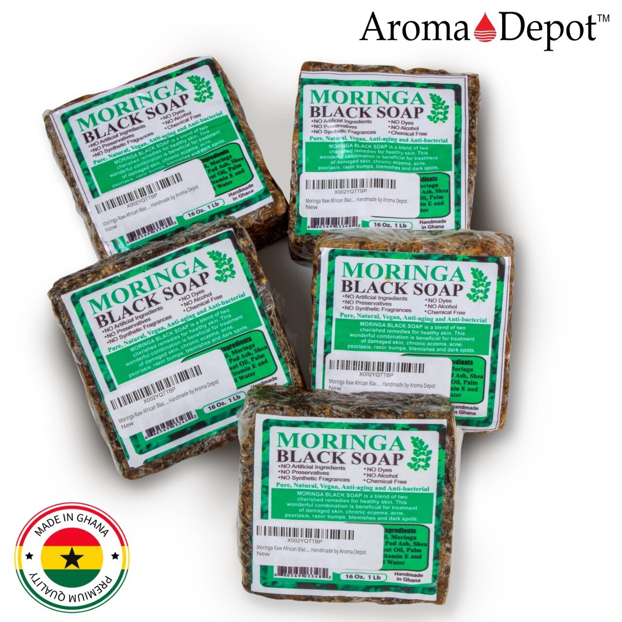 MORINGA Black Soap Herbal Vegan Organic Unrefined 100% Natural Anti Acne/Fungus