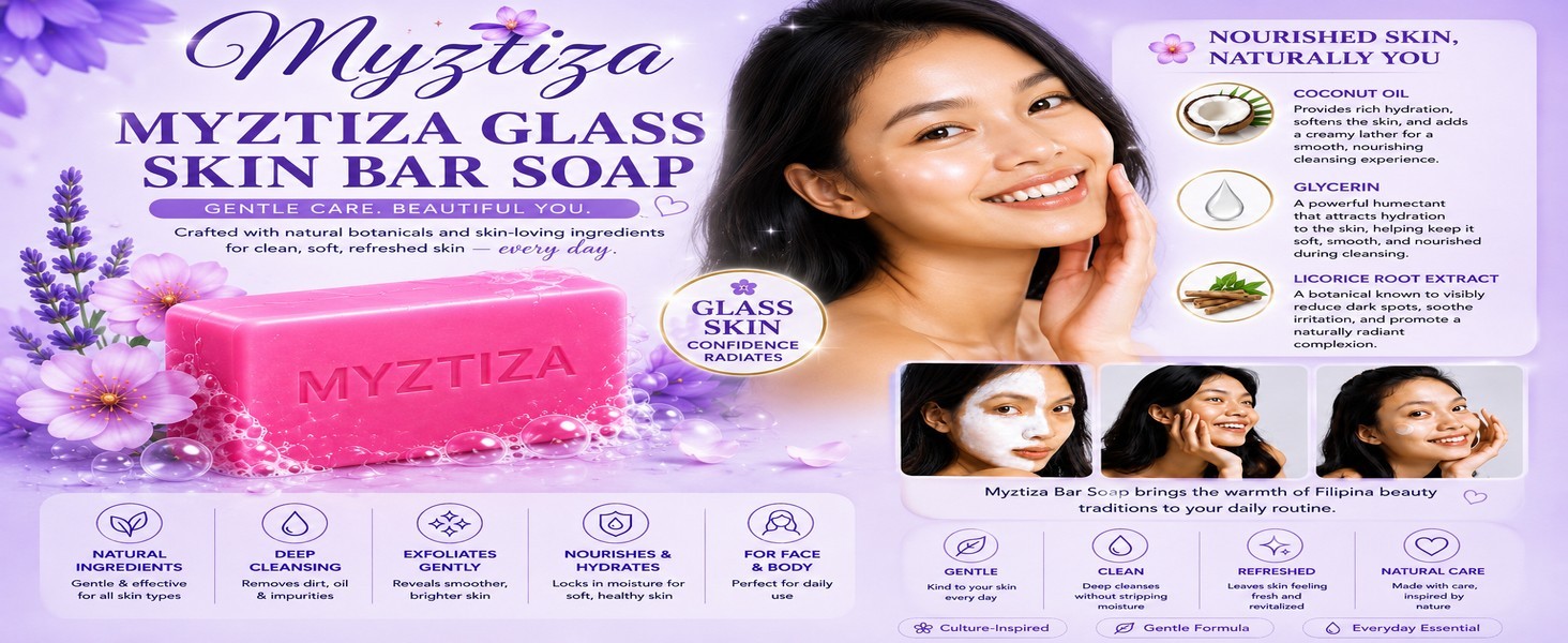 Myztiza Glass Skin Bar Soap for Face & Body – 2 Pack 135g Each