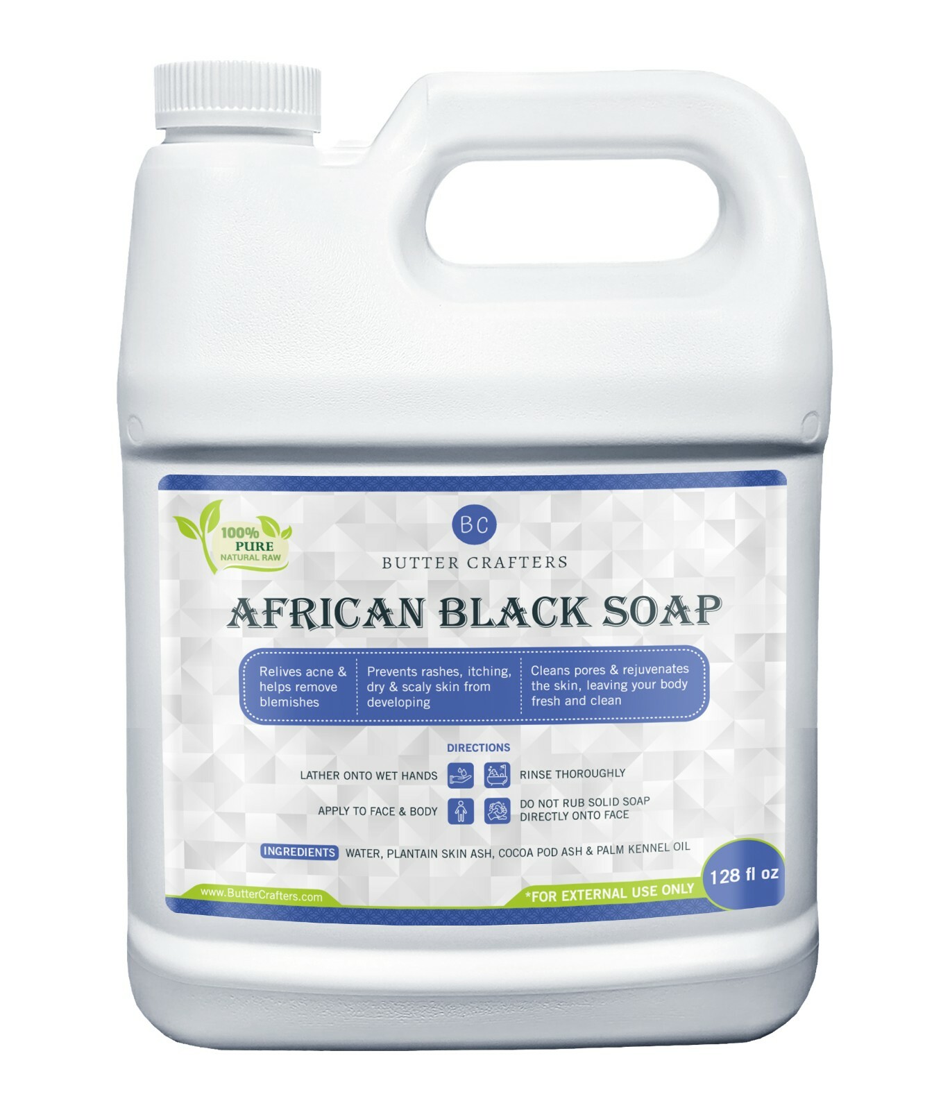 Liquid Raw African Black Soap 100% Pure Natural Organic Bath Body Face Wash BULK