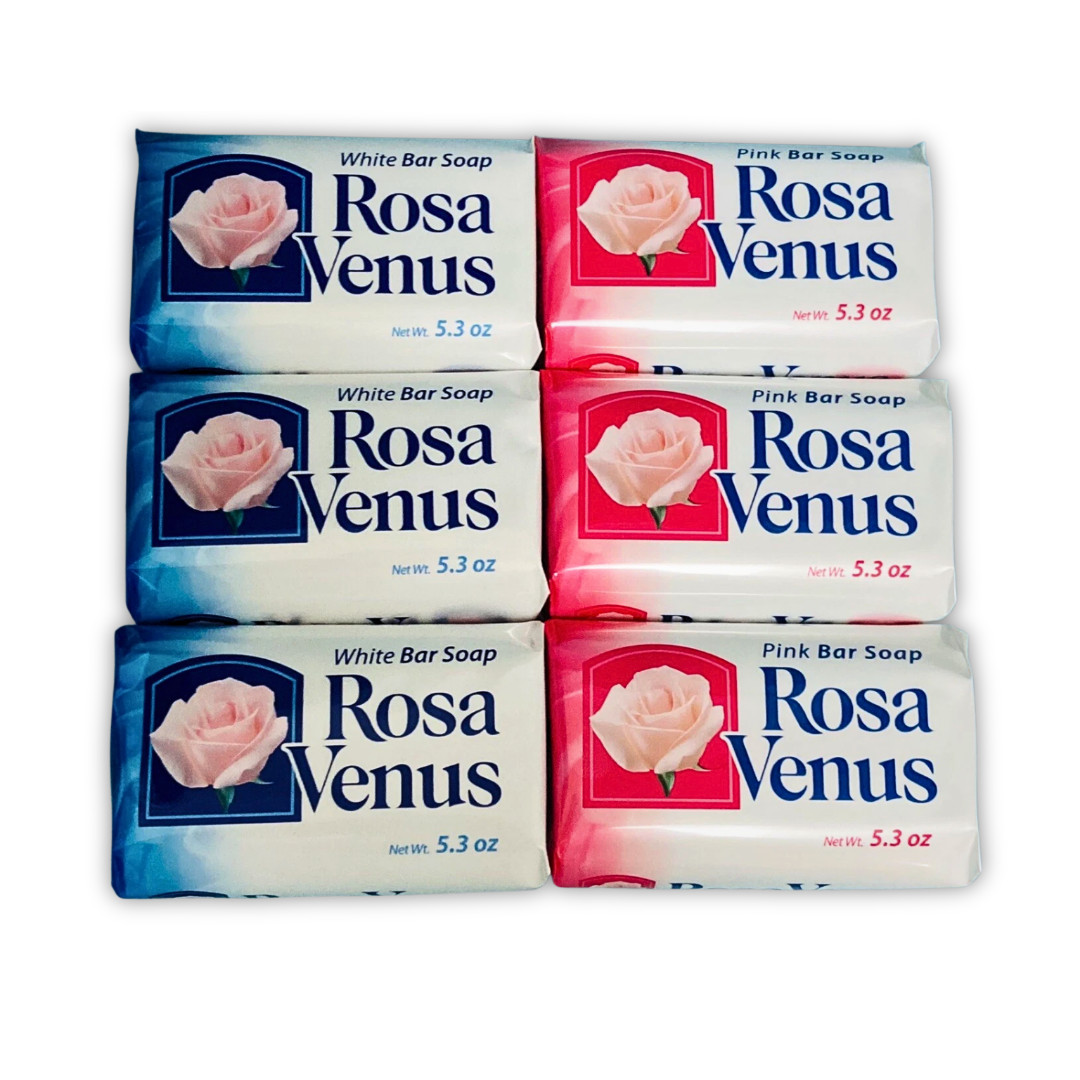 Rosa Venus White & Pink Bar Soap 5.3 oz Mixed Lot of 6 Bath Bars