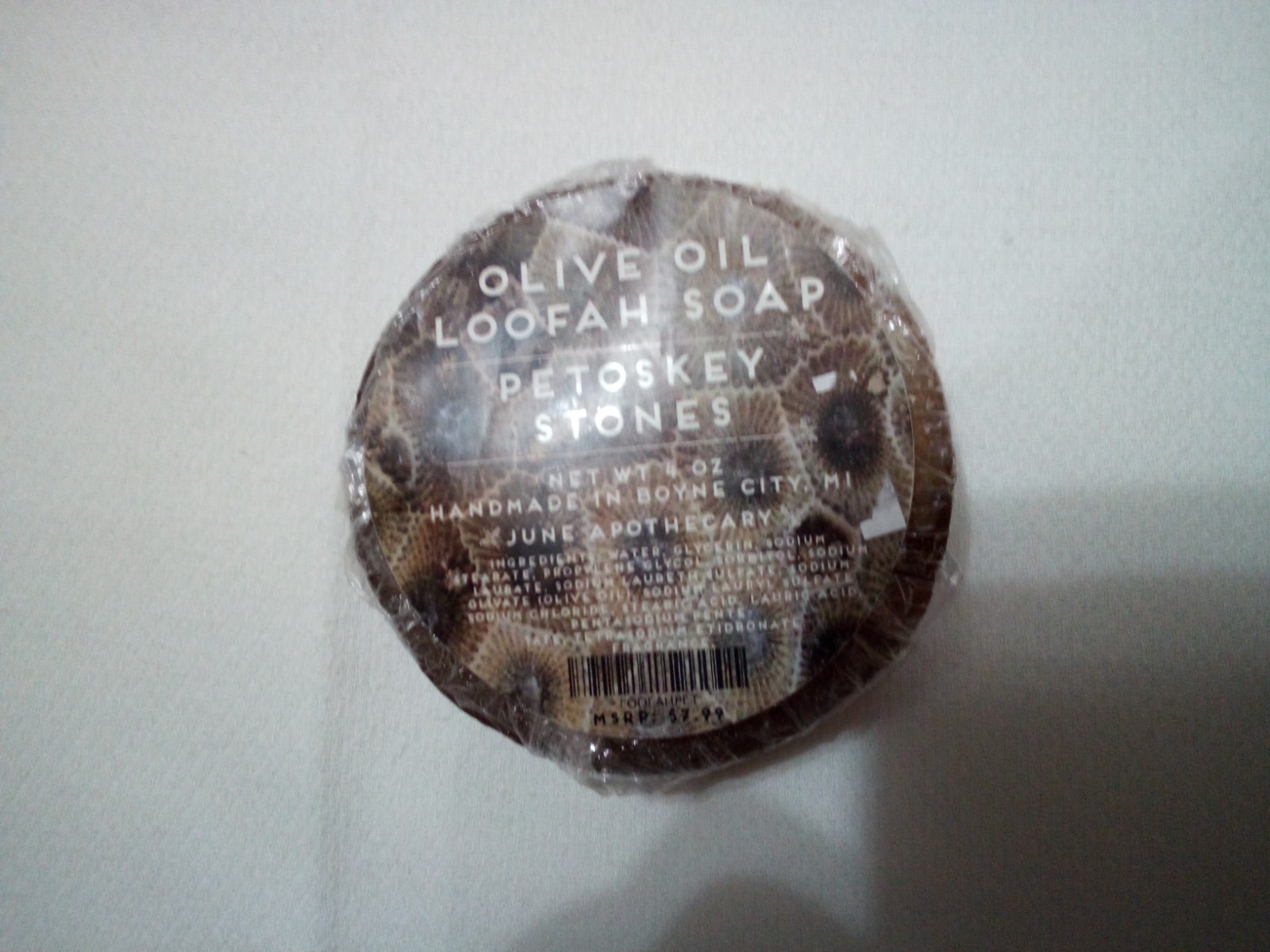 June Apothecary – Petoskey Stones Olive Oil Loofah Soap 4 oz.- Michigan Handmade