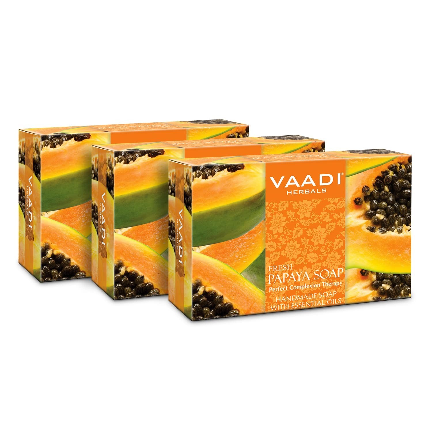 Vaadi Herbals Fresh Papaya Soap 75 gm – (Pack of 3) – Natural Skin Brightening