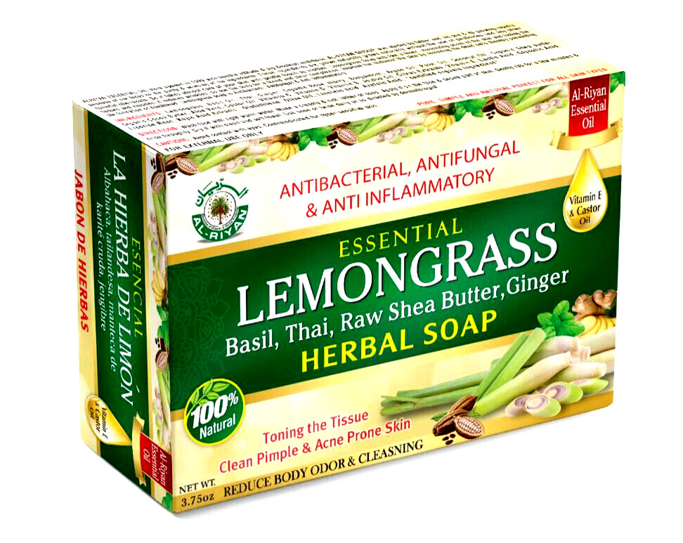 ORGANIC SOAP-Al Riyan LEMONGRASS HERBAL SOAP 100% Natural Vegan Brightens Skin