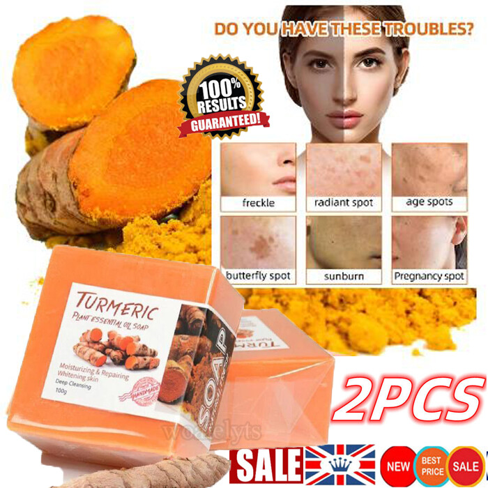 2 Pcs Tumeric Soap, Dark Spots , Skin Glow, Brighter Skin, Scars, All Skin types