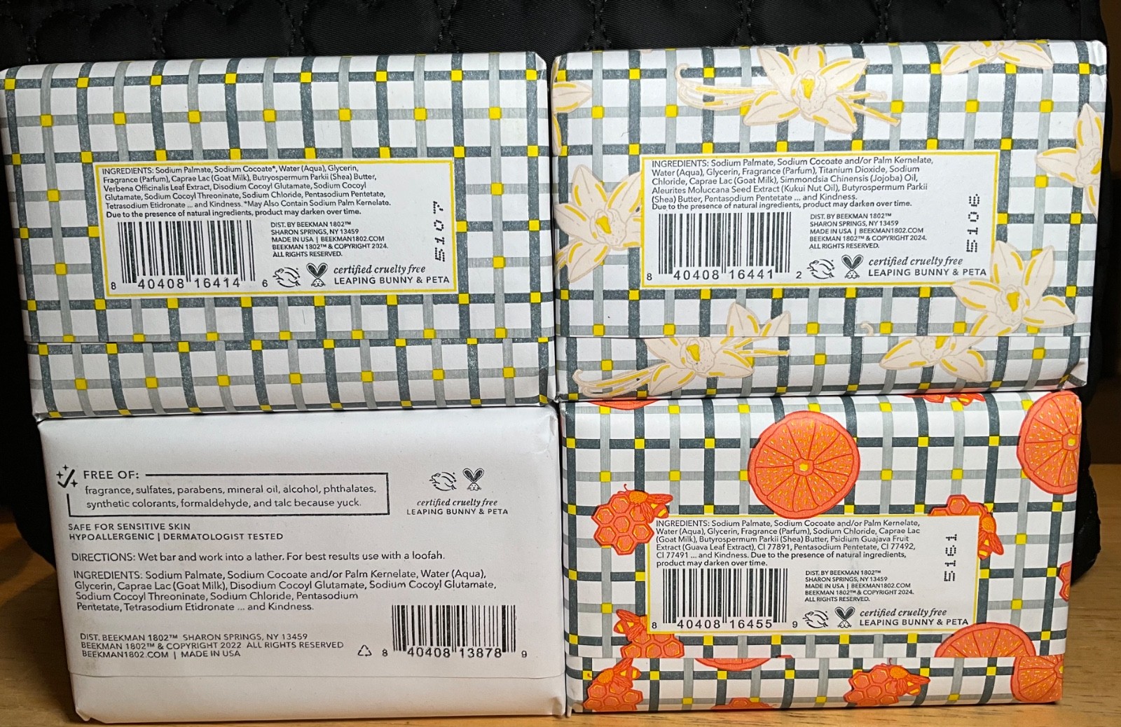 Beekman 1802-4- 9oz Soap Bars|PURE|VANILLA ABSOLUTE|FRESH AIR|HONEYED GRAPEFRUIT