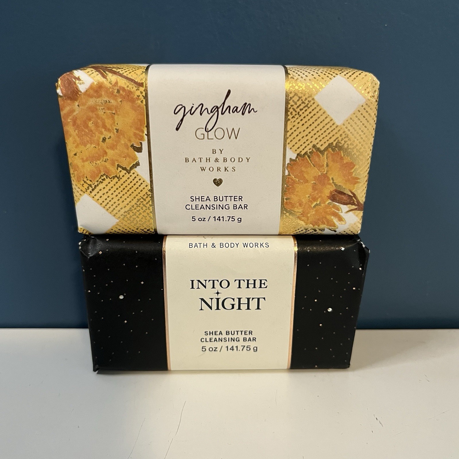 2 Bath & Body Works Gingham Glow & Into The Night Shea Butter Cleansing Soap Bar