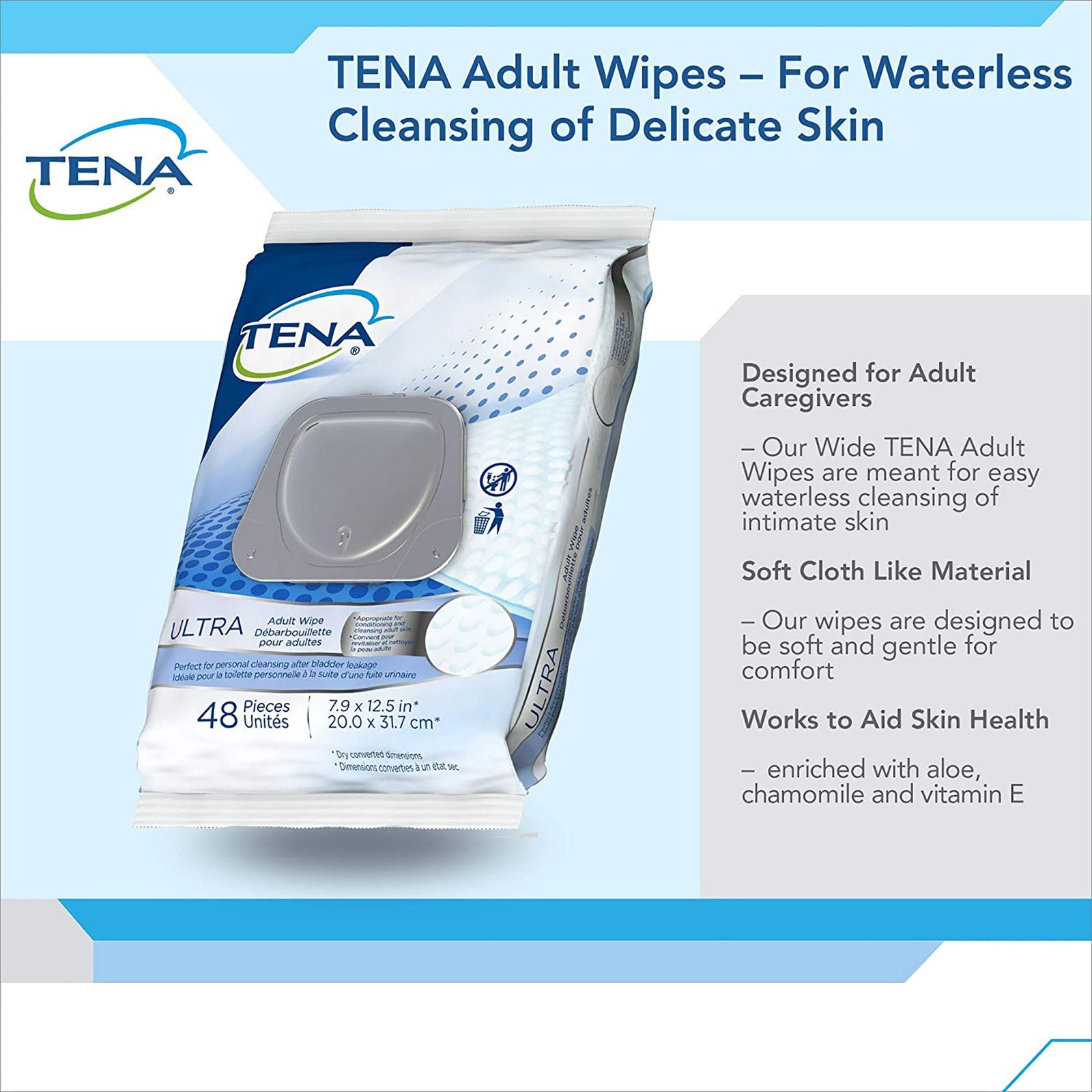 TENA Personal Cleansing Wipe 7-9/10 x 12.5″
