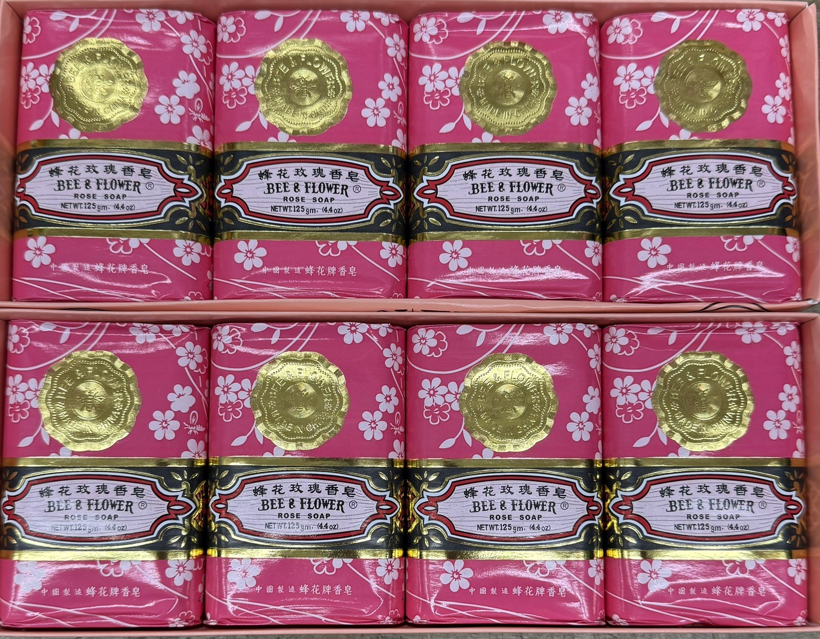Bee & Flower Rose Soaps 4.4Oz (8 Bars) Vintage Bar Soap Free Shipping
