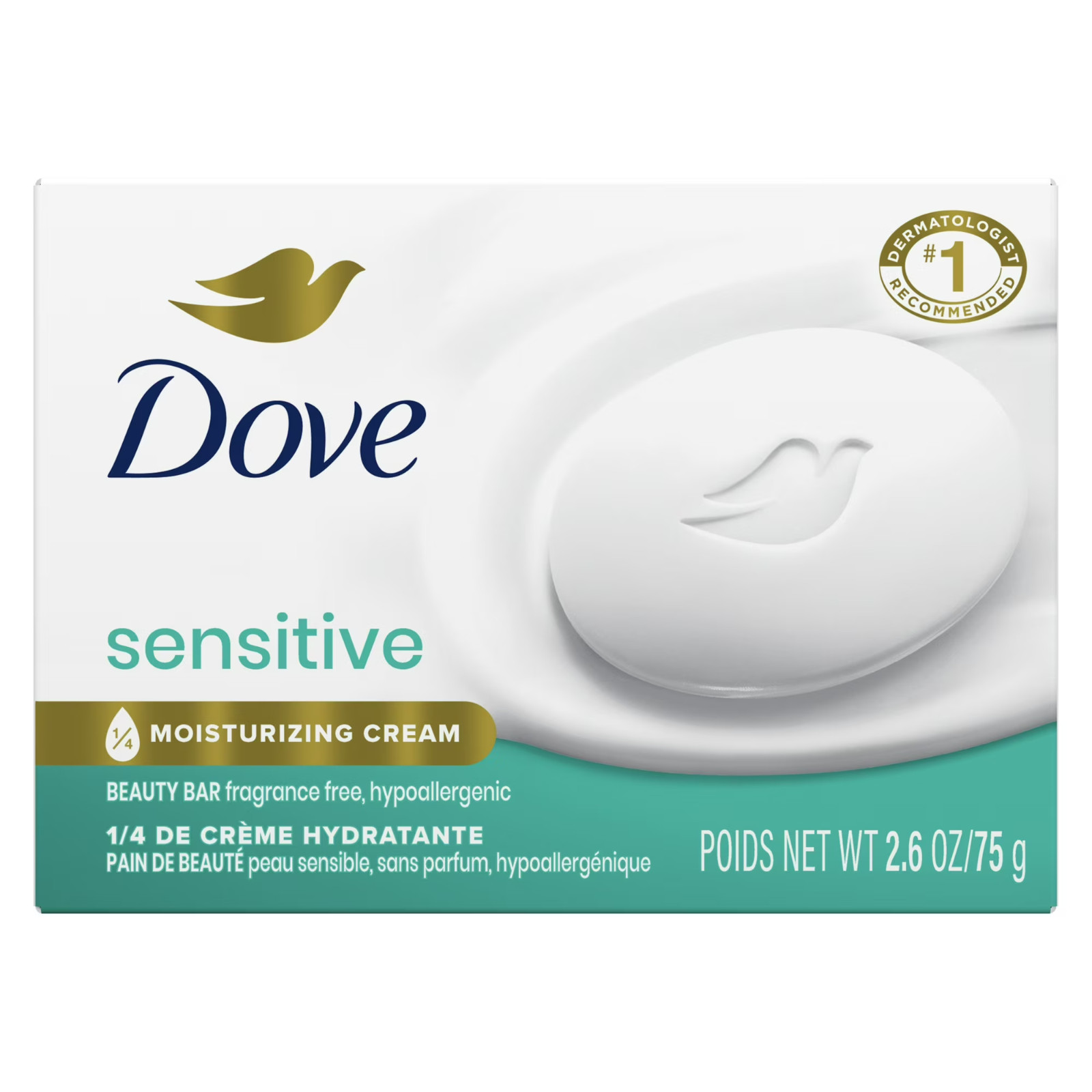 Dove Beauty Bar Soap Sensitive Skin Fragrance Free Hypoallergenic 2.6 oz