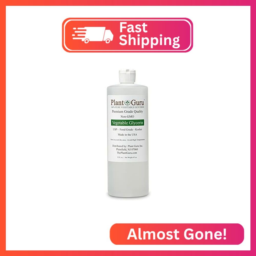 Plant Guru Vegetable Glycerine/Glycerin 32 oz. – USP Food Grade Kosher – Great F