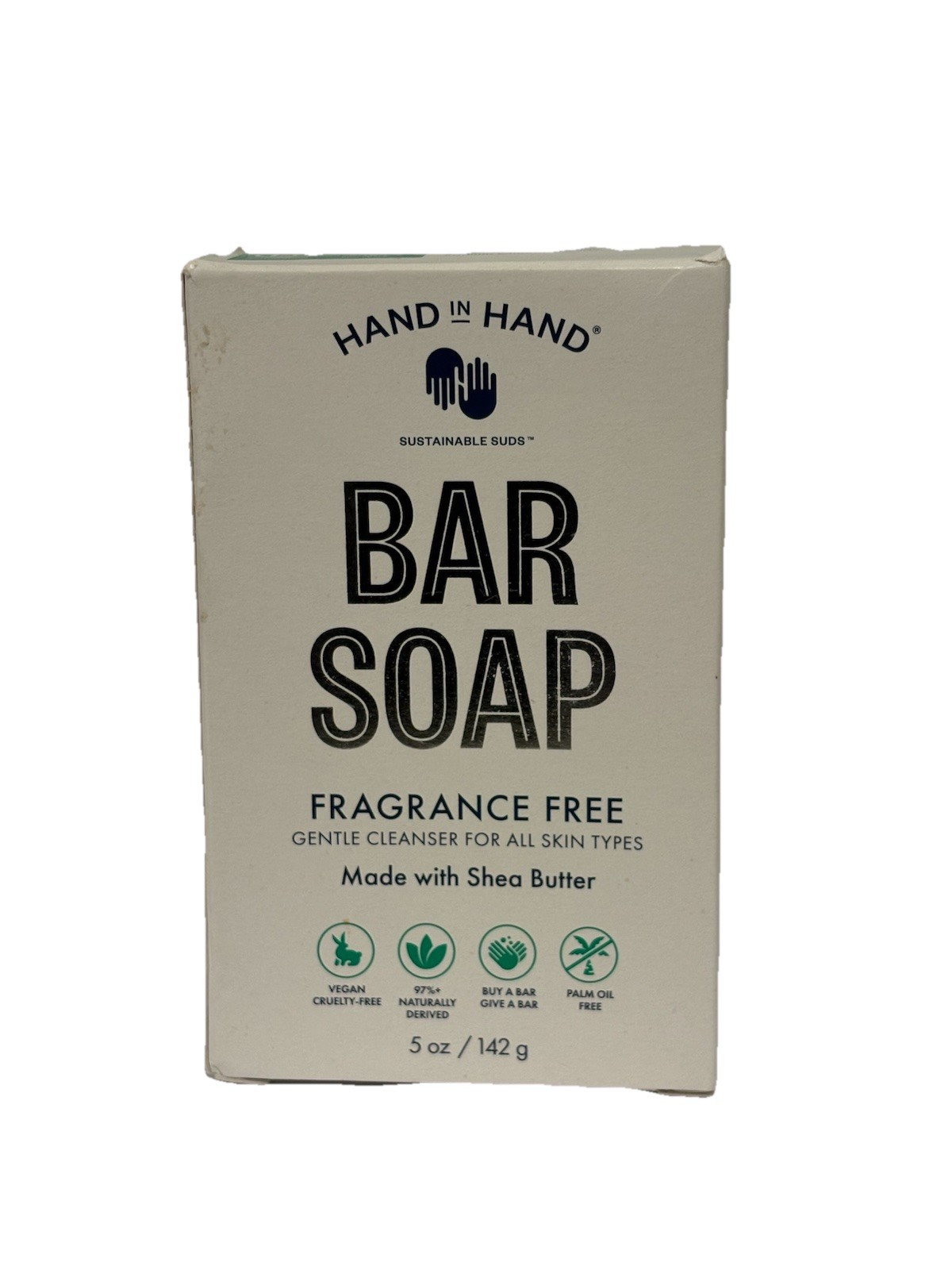 Hand in Hand Bar Soap Fragrance Free Vegan Cruelty-Free Palm Oil Free 5 oz