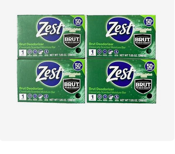 Zest Brut Deodorizer Classic Scent Moisture Bar Soap 7.05 oz. EA Lot Of 4 New