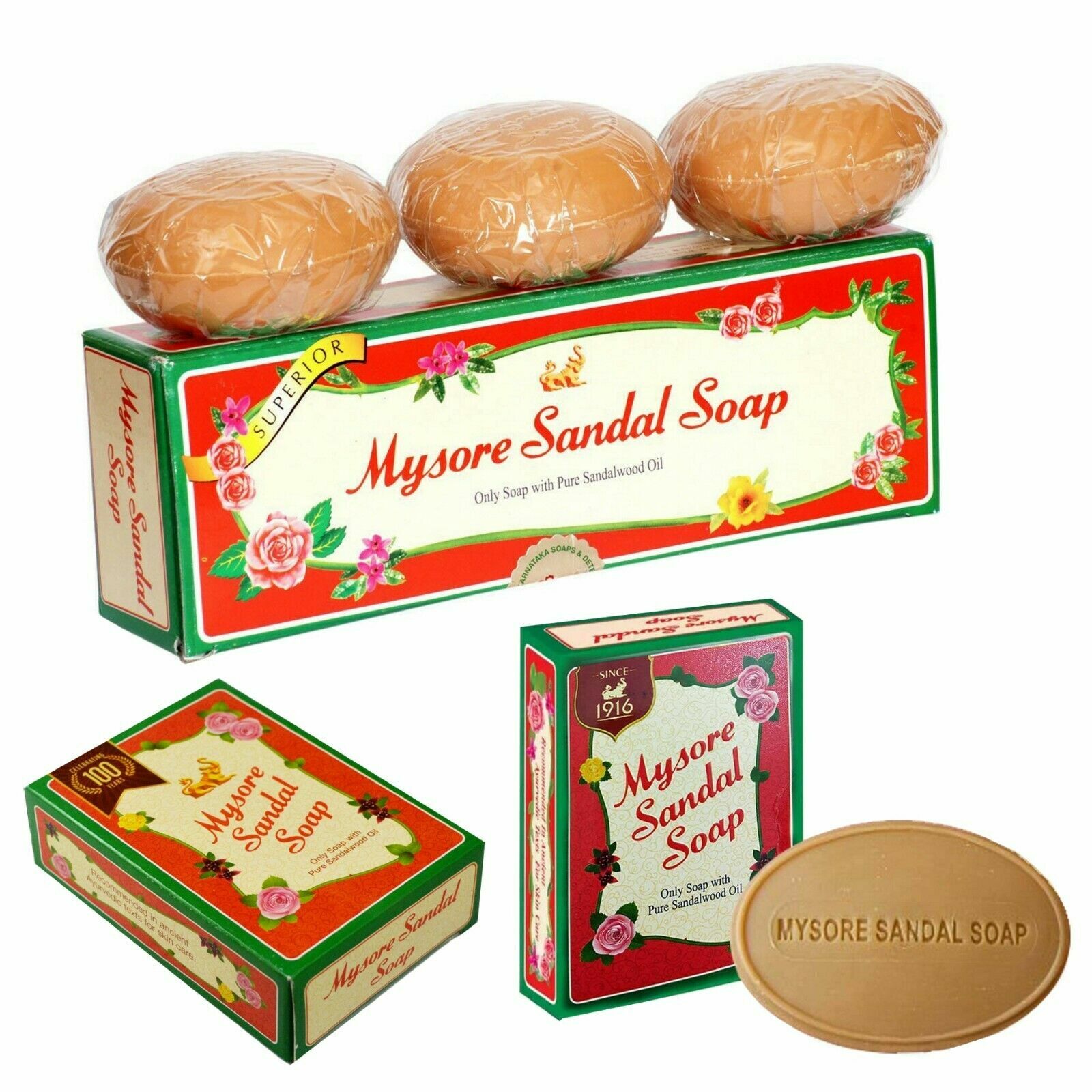 Mysore Sandal Soap Natural Superior with Pure Sandalwood Oil Soap Bar -150G -F S
