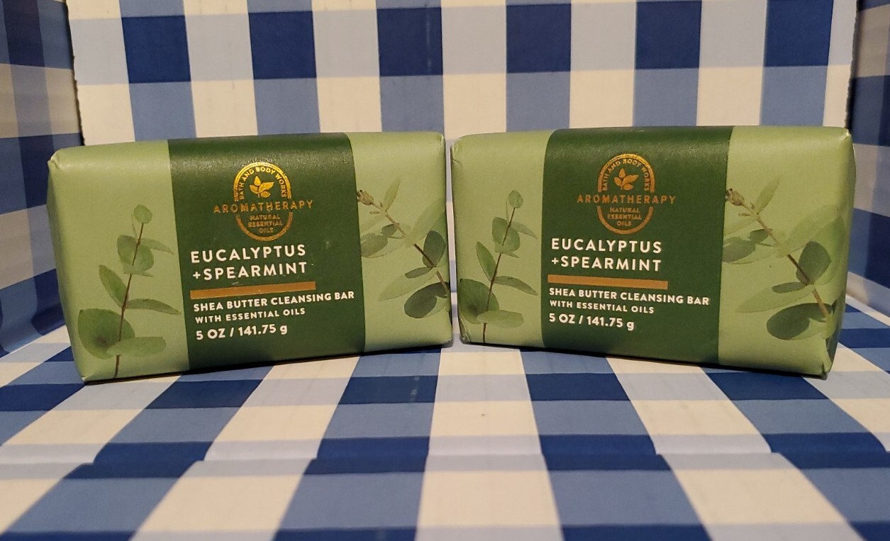 2 Bath & Body Works Eucalyptus Spearmint Aromatherapy Stress Relief Soap Bars