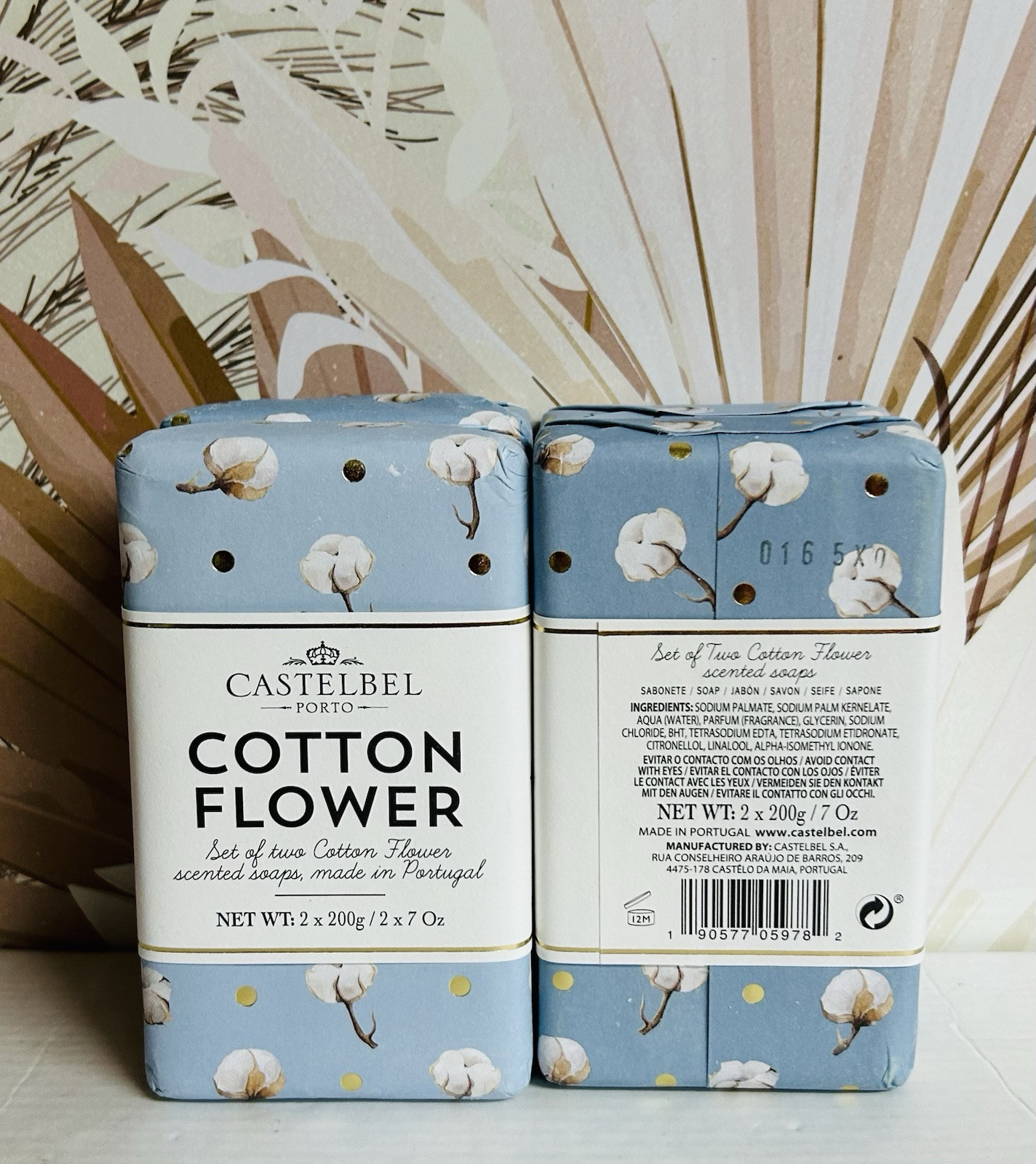 2-Pack Castelbel ~ Cotton Flower Bar Soap 4 X 7 oz Each