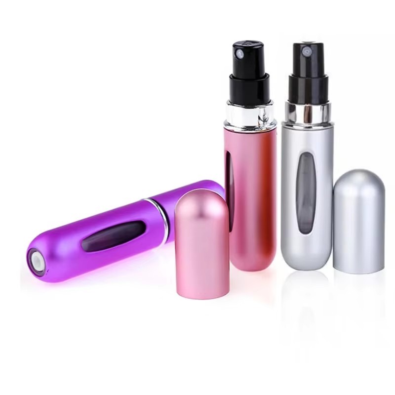 5 Pcs Refillable Travel Portable Perfume Atomizer Bottle Spray Pump Case 5/8 ML