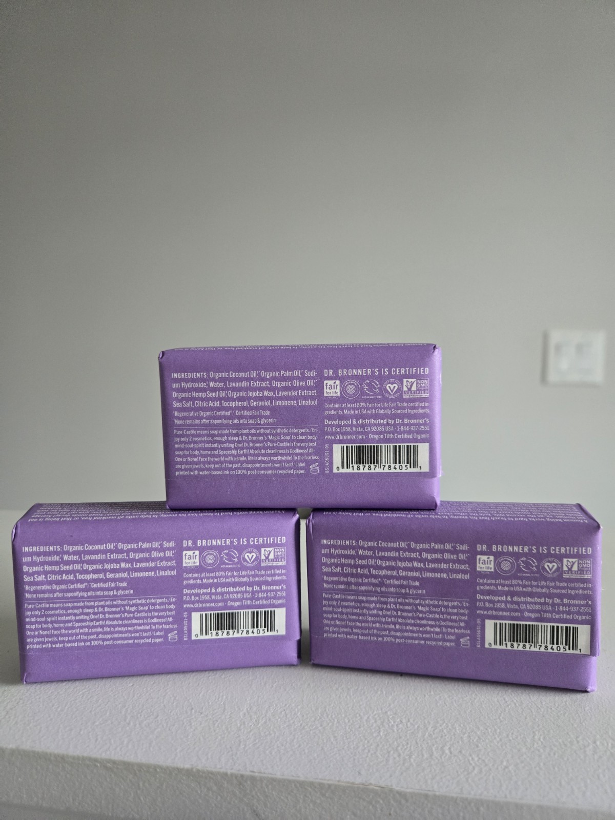 Dr. Bronner’s Pure-Castile Magic Soap Bars (Lavender, 5 Ounce (Pack of 3)