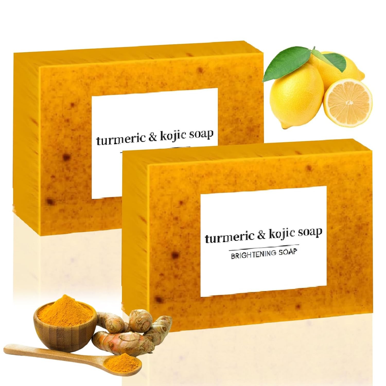 2-Pack Turmeric Glow Soap Bar – Lemon & Kojic Acid, Removing Dark Spots