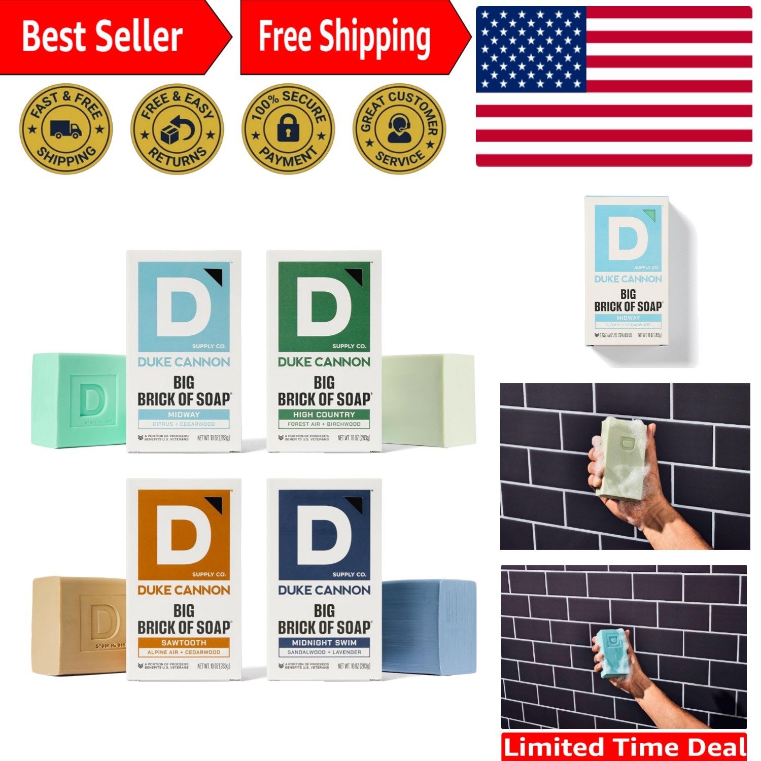 10 oz Men’s Bar Soap Collection – Pine Tar & Busch Beer, Perfect Grooming Gift