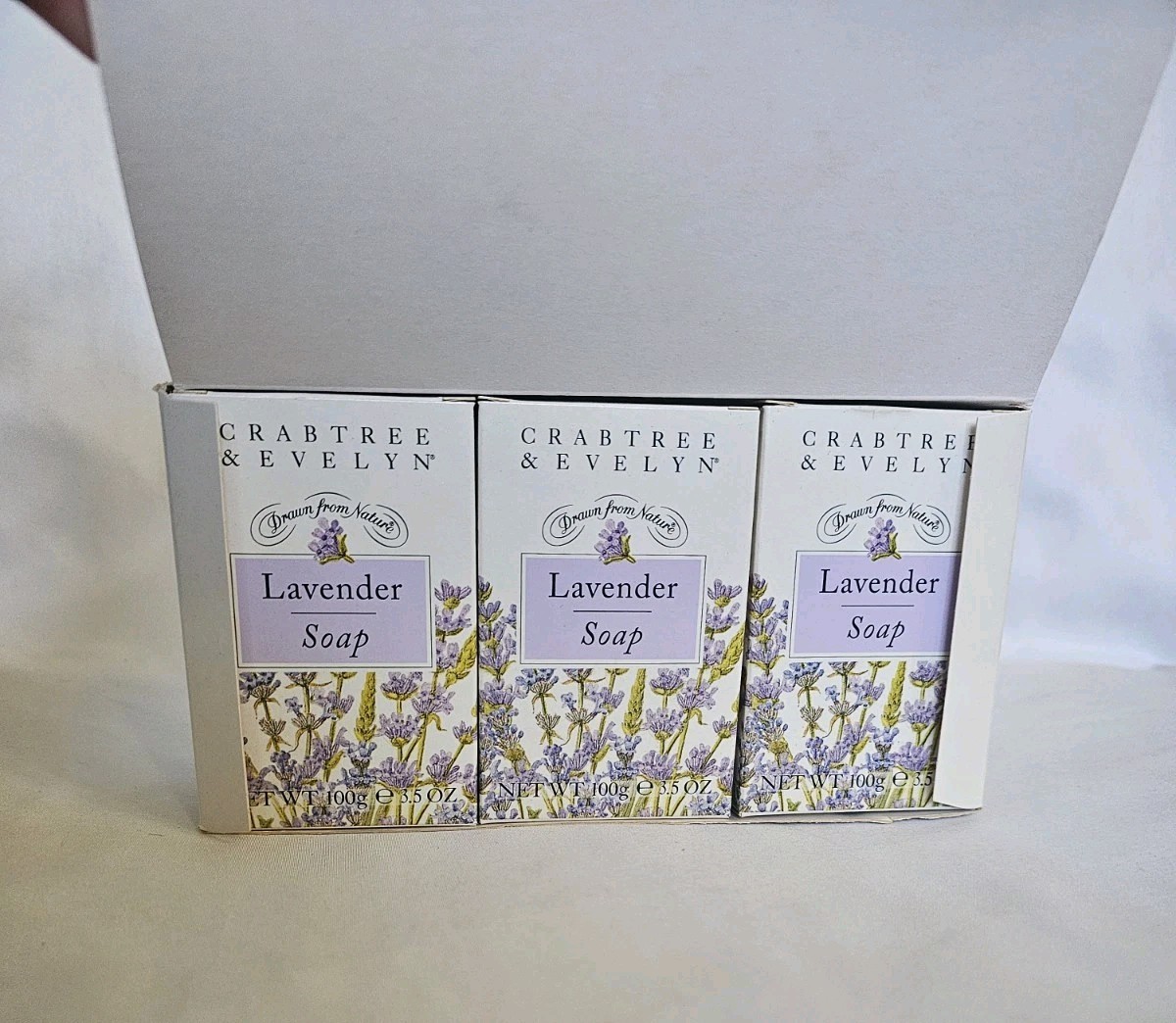 Crabtree & Evelyn Lavender Triple Milled Soap 3 Bars 85g 3oz New