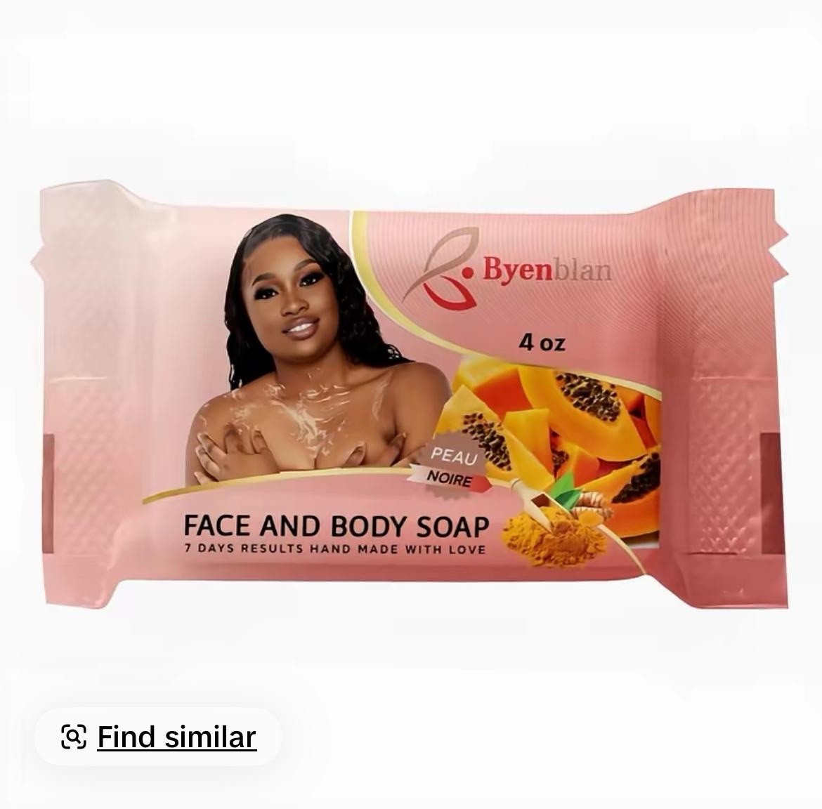 Byenblan Peau Noire Papaya Handmade Face & Body Soap Bar, 4 oz