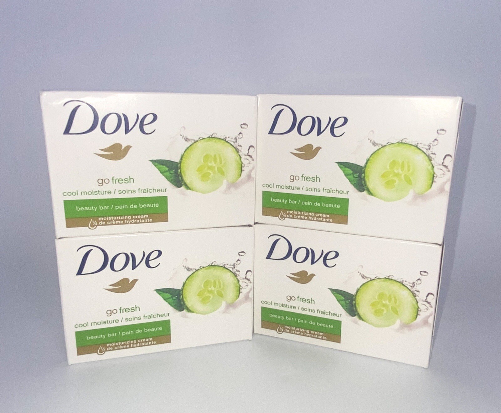 Dove Lot of 4 Go Fresh Beauty Bar Cream Soap Cucumber Cool Moisture
