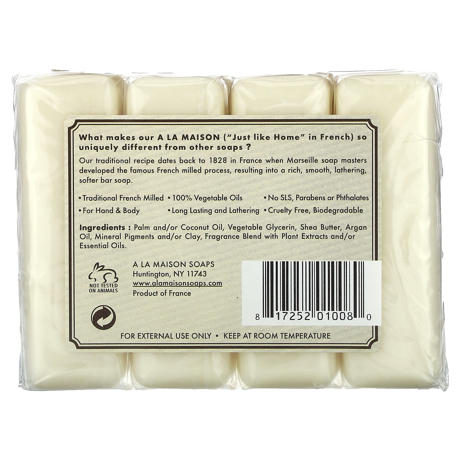 Hand & Body Bar Soap, Oat Milk, 4 Bars, 3.5 oz (100 g) Each
