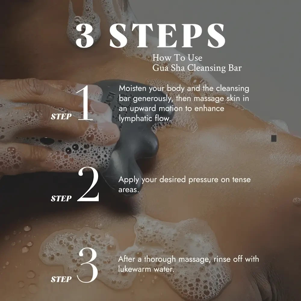 VOESH Gua Sha Cleansing Bar Lymphatic Massage Soap Niacinamide & Charcoal NEW