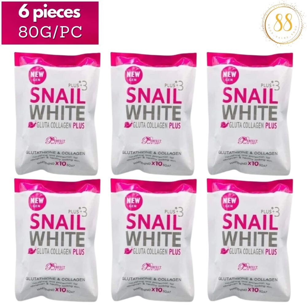 NEW SNAIL WHITE SOAP 80 G. X 6 GLUTATHIONE X 10 WHITENING REDUCE ACNE ANTI AGING