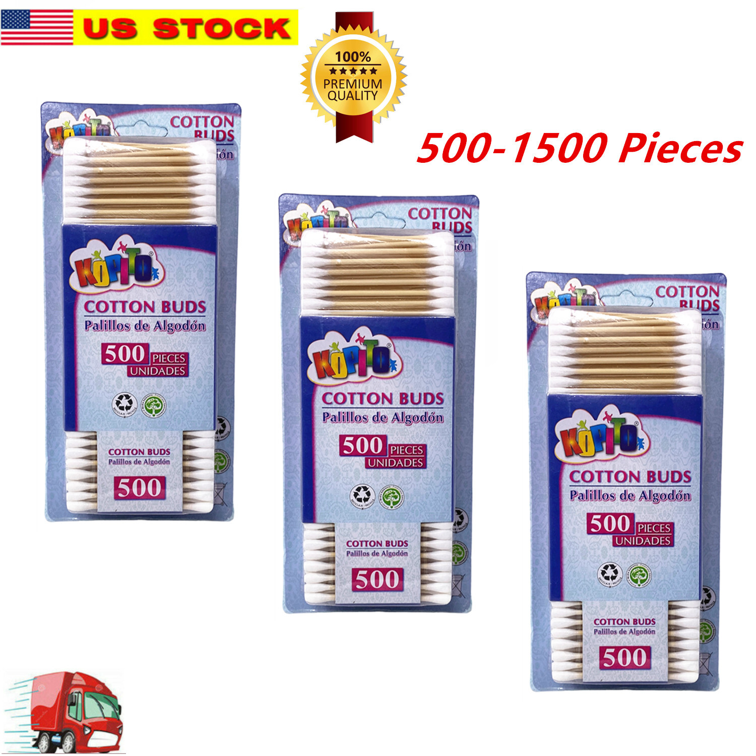 500-1500 Pc Bamboo Wooden Sticks Makeup Double Tip Cotton Swab Buds Applicator