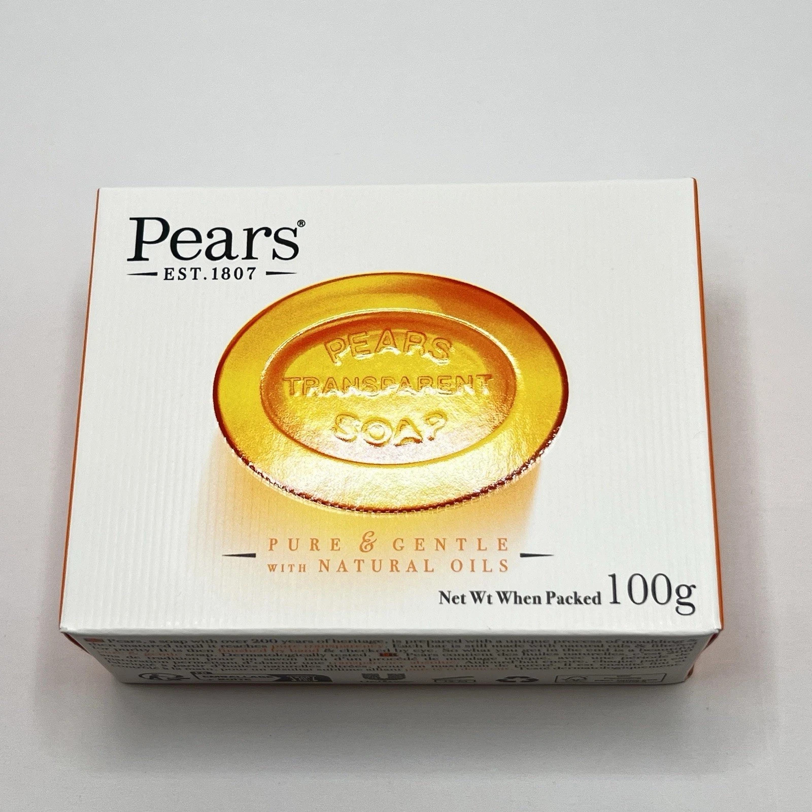 12 Pack Pears Pure & Gentle Transparent Soap 100g Bar Soap, Orange