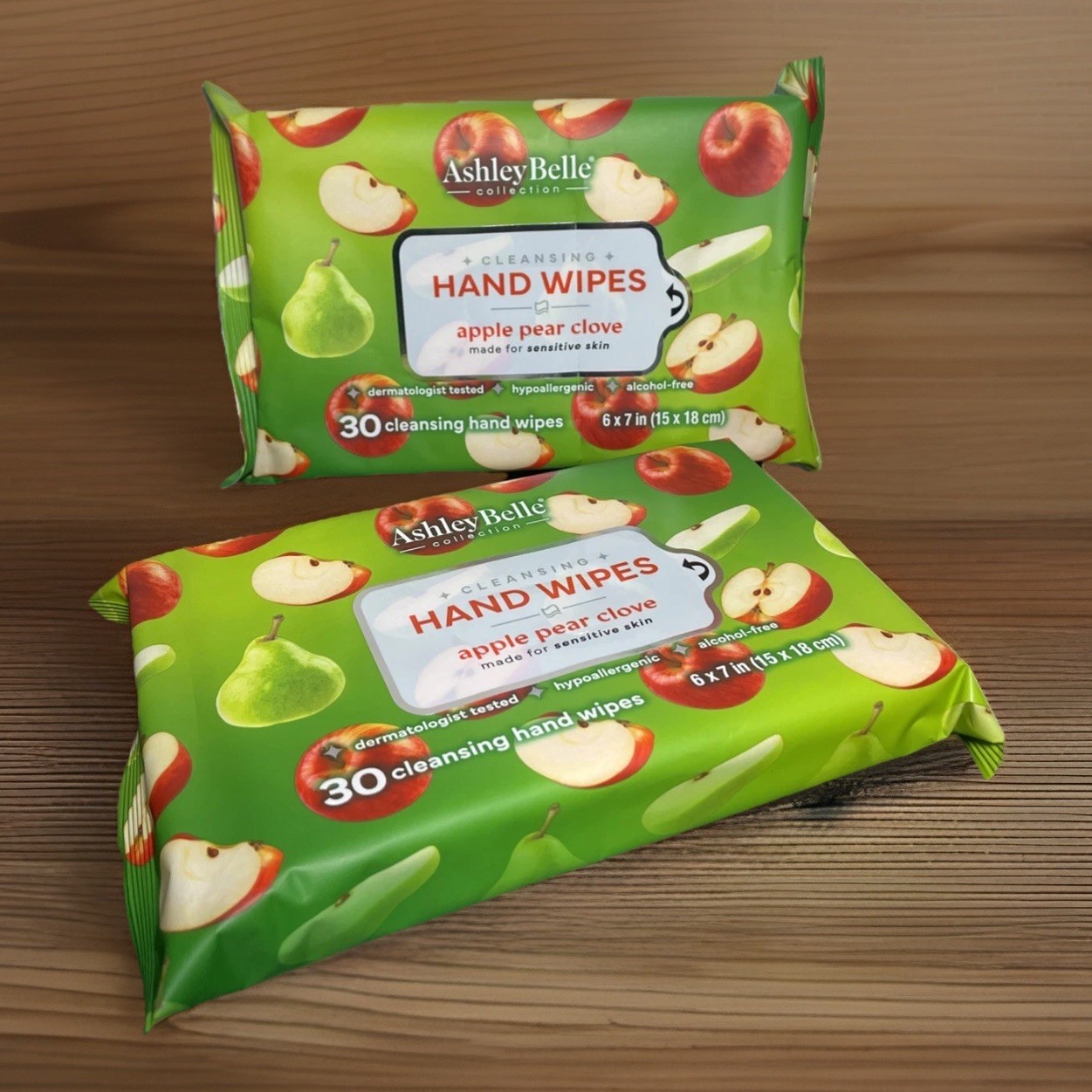 Ashley Belle Hand Wipes Apple Pear Clove 60 Total Lot Of 2 New