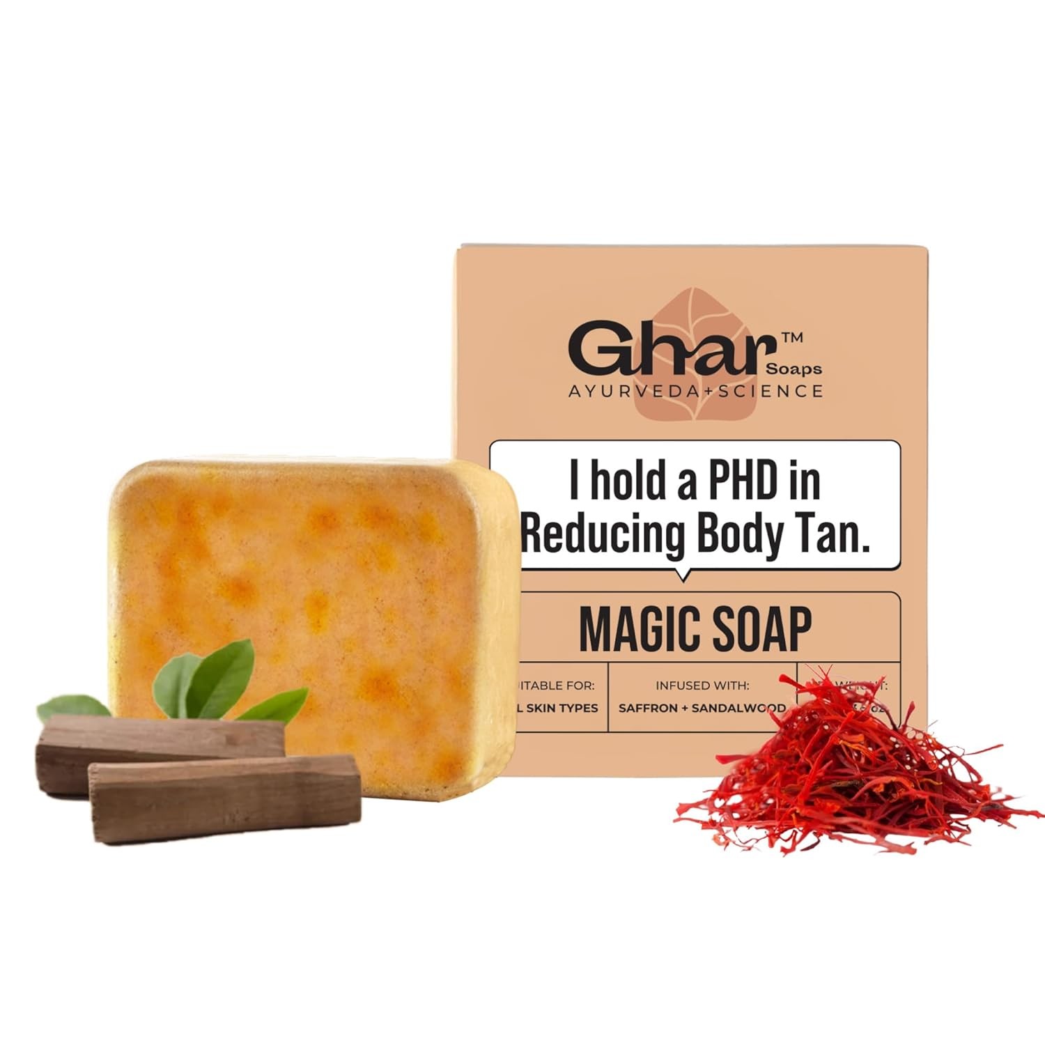 Ghar Soaps Sandalwood & Saffron Bath Soap 100g Handmade Paraben Free
