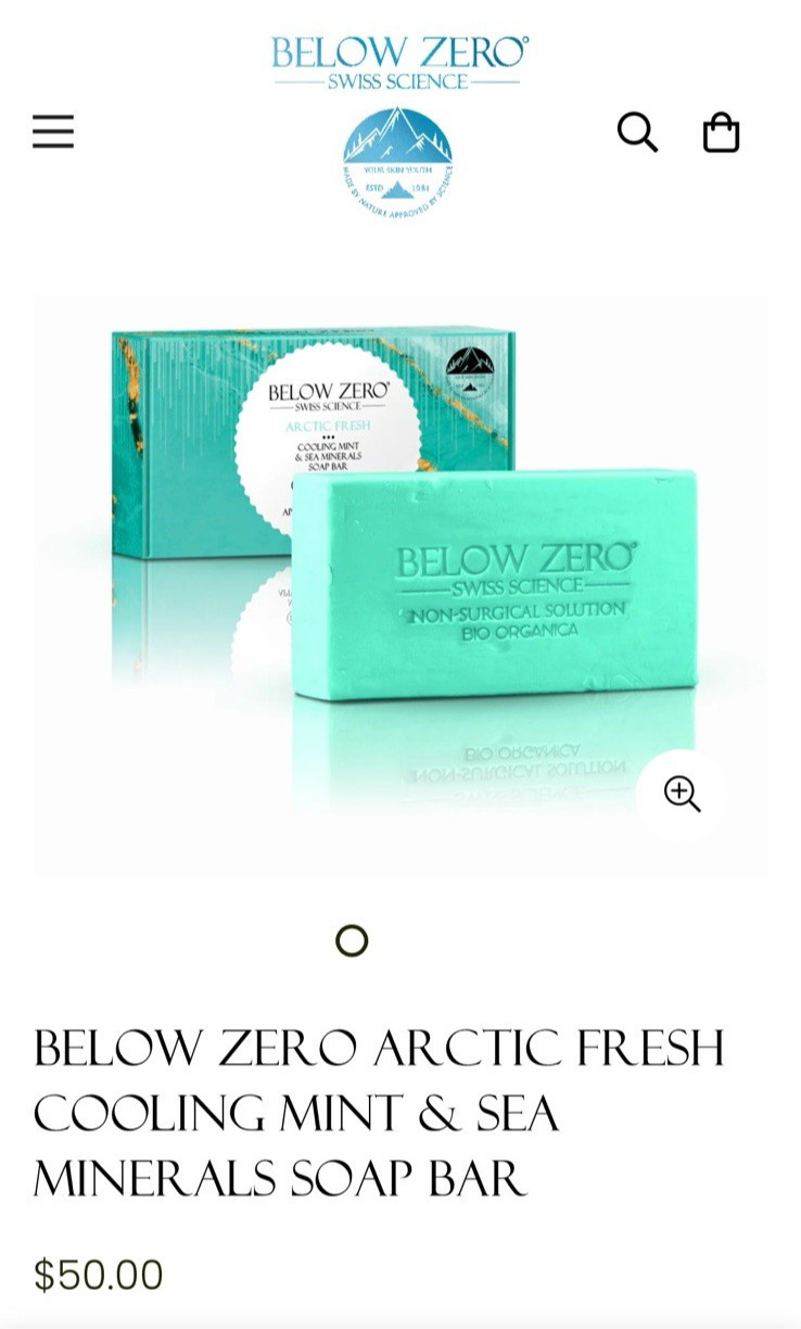 Below Zero Arctic Fresh Cooling Mint Sea Mineral Bar Soap Swiss Science MSRP $50