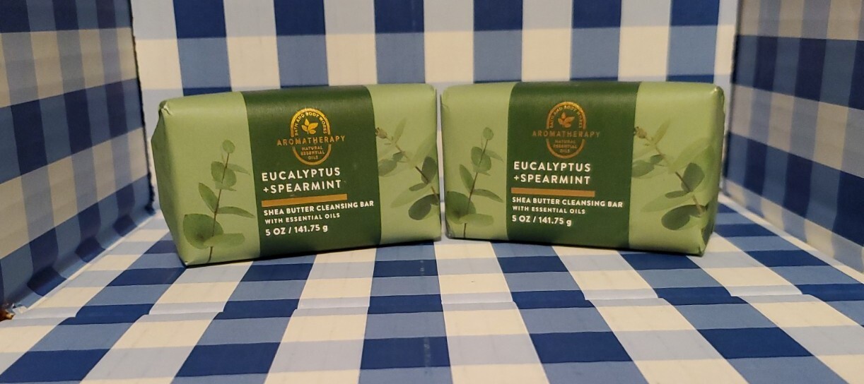2 Bath & Body Works Eucalyptus Spearmint Aromatherapy Stress Relief Soap Bars