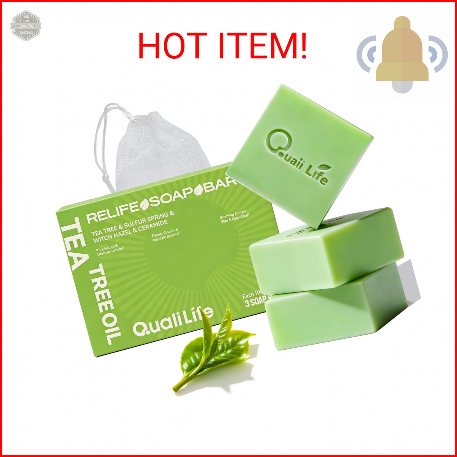 QualiLife Tea Tree Soap For Oil & Itchy Skin, Pack of 3