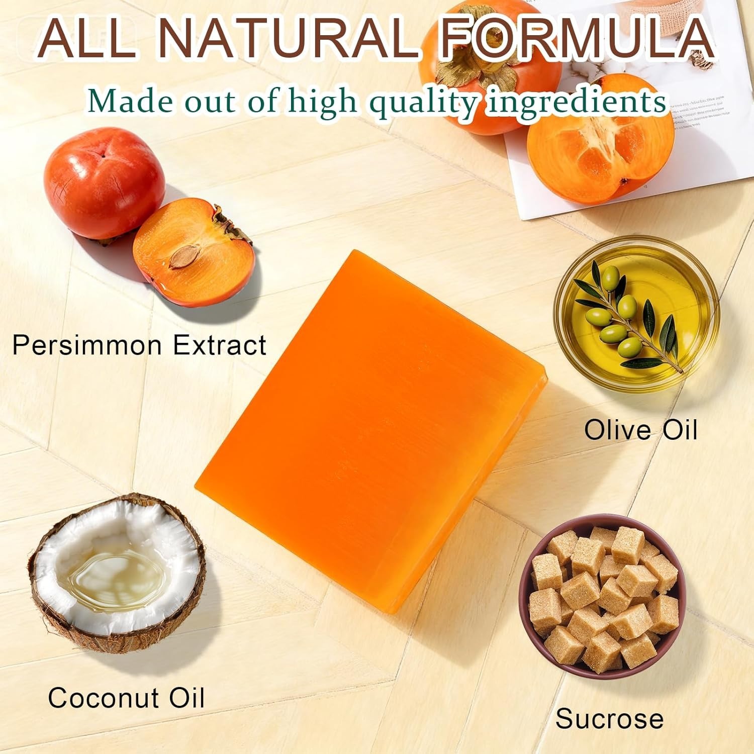 5 Pcs Persimmon Soap Bar for Old People Smell, Persimmon and Green Tea Extract f