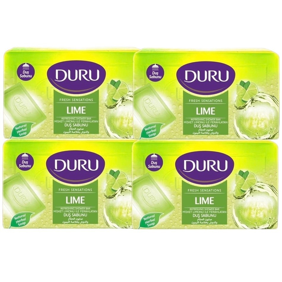 4xDURU Fresh Sensations Lime Citrus Lemon Refreshing Shower Bar Herbal Soap 150g