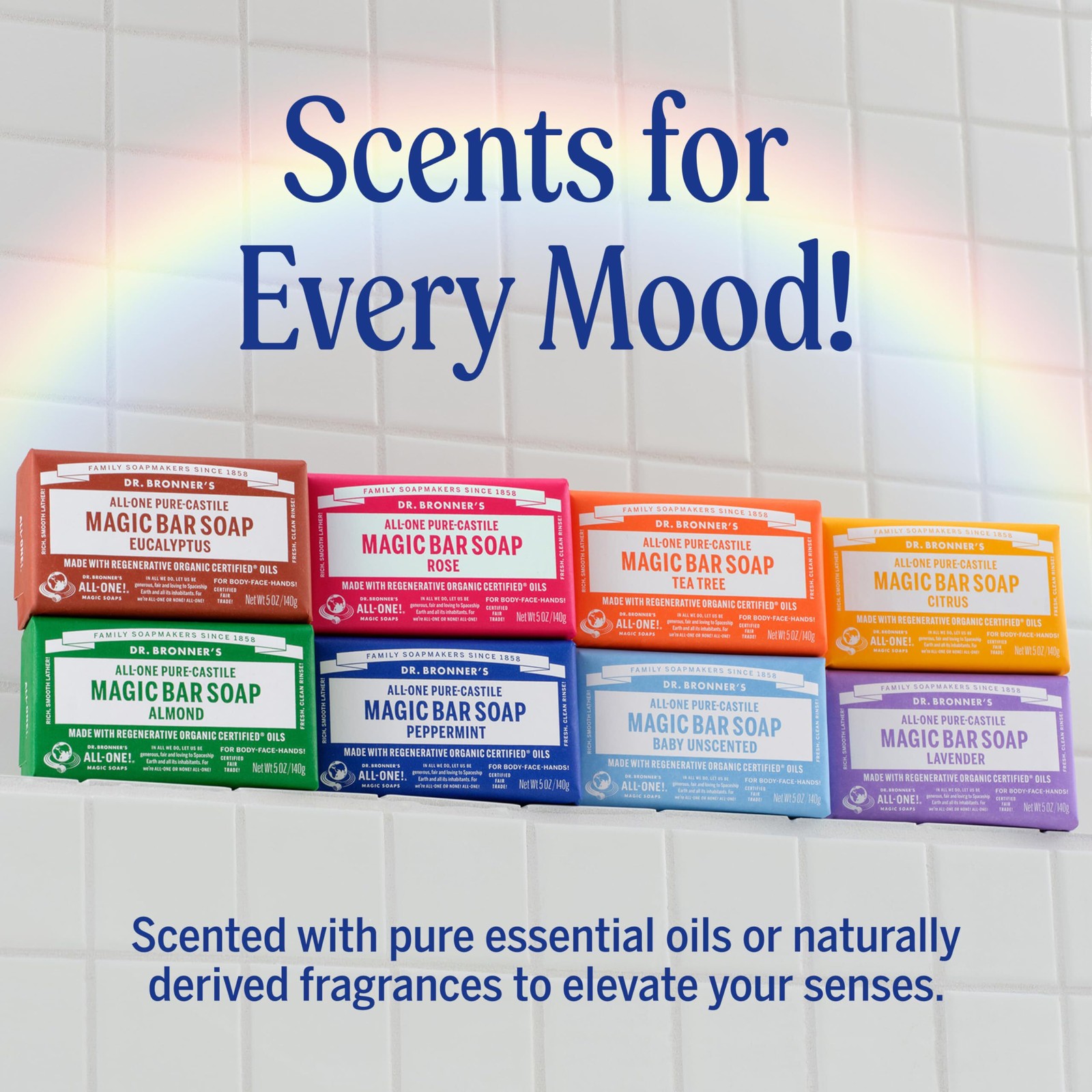 4x Dr. Bronner’s – Pure-Castile Magic Bar Soap (Peppermint, 5 ounce) – Made with
