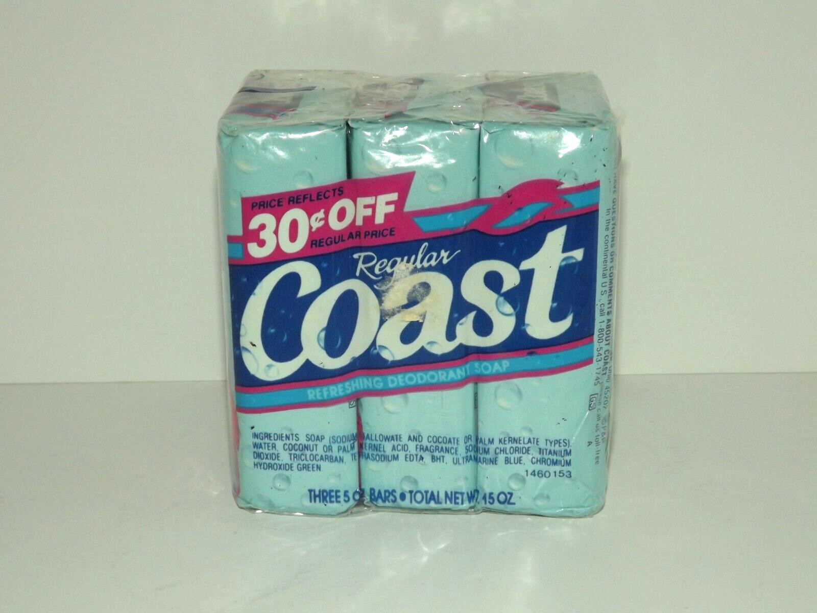 Pack of 3 Vintage Regular Coast Deodorant Soap 5 Oz. Each Very Rare New (e)