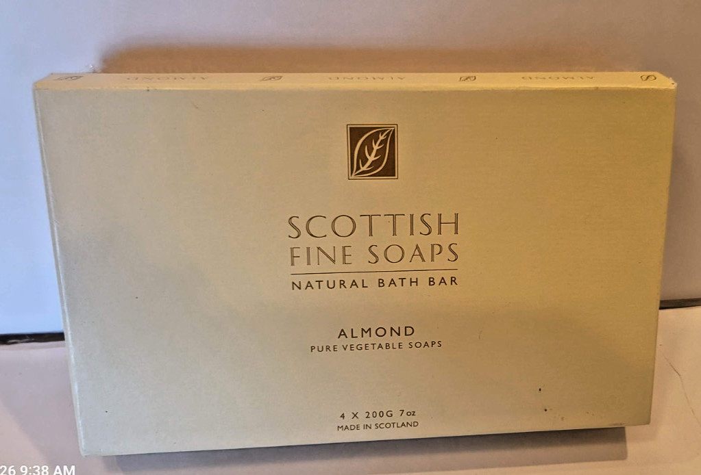 Scottish Fine Soaps 4 Pack of 7 oz Almond Pure Vegetable Soaps New in Box