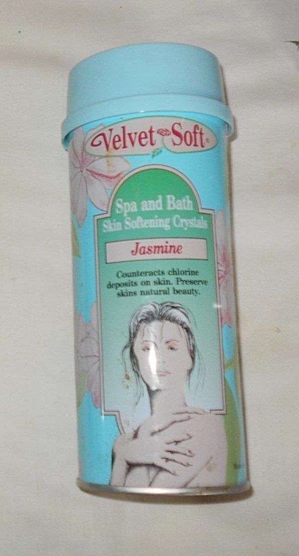 Vintage Rare Velvet Soft Spa Bath Skin Softening Crystals Jasmine Sz 15.5 Oz