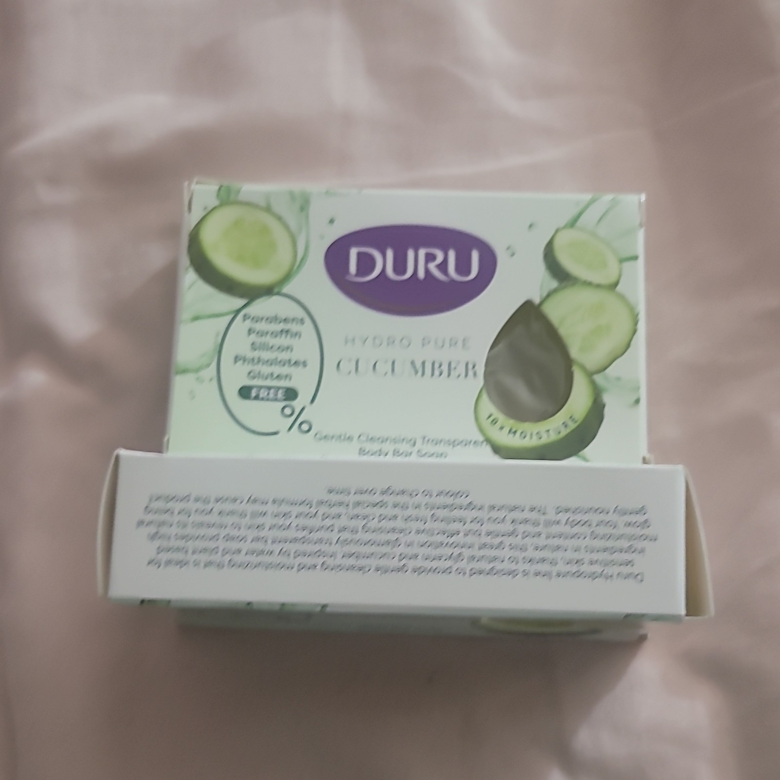 Duru Hydro Pure Cucumber Gentle Paraben-Free Vegan Transparent Bar Soap 3.75 oz