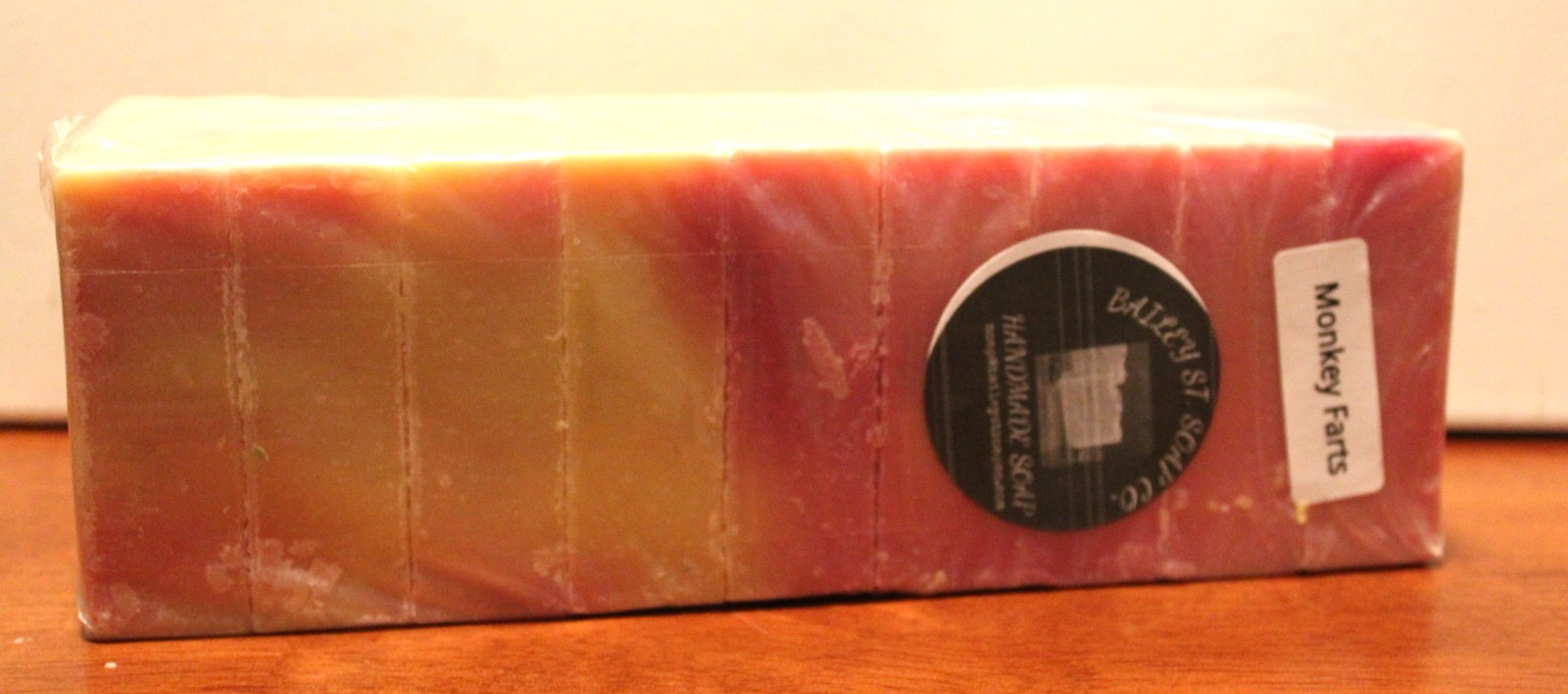 Monkey Farts Cold Processed handmade soap loaf, 9 precut bars