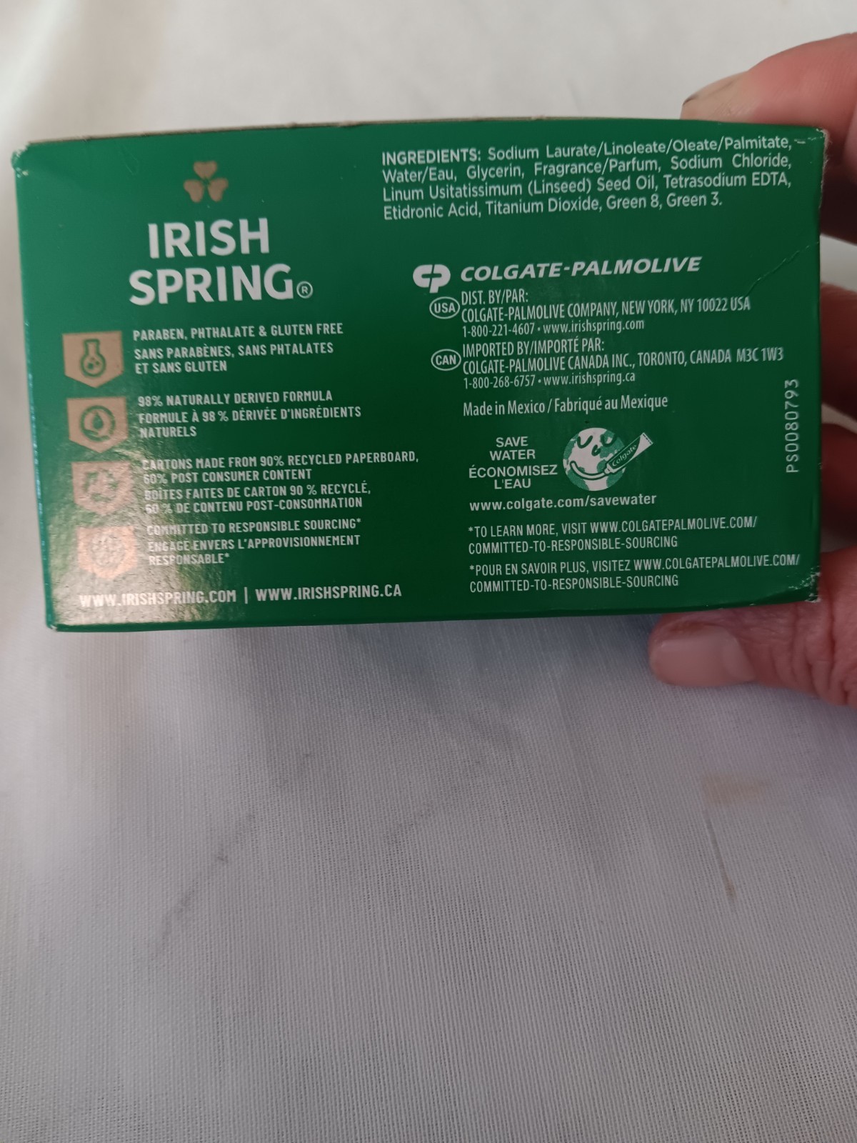 Irish Spring Original Scent Deodorant Soap Bar 4 oz Gluten/Paraben-Free